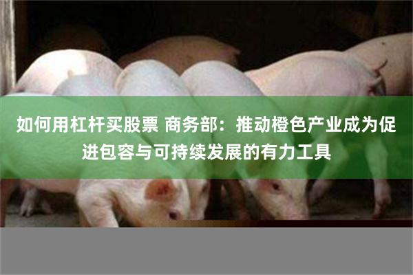 如何用杠杆买股票 商务部：推动橙色产业成为促进包容与可持续发展的有力工具