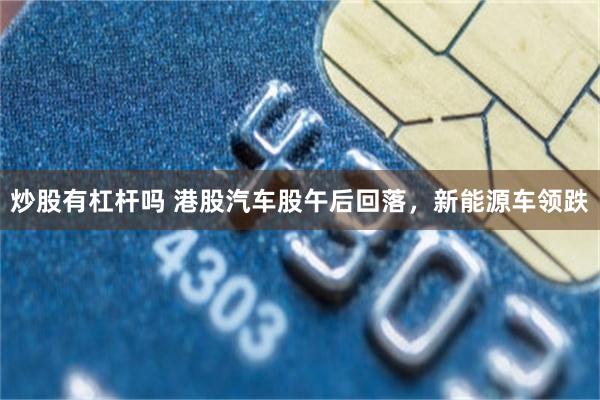炒股有杠杆吗 港股汽车股午后回落，新能源车领跌