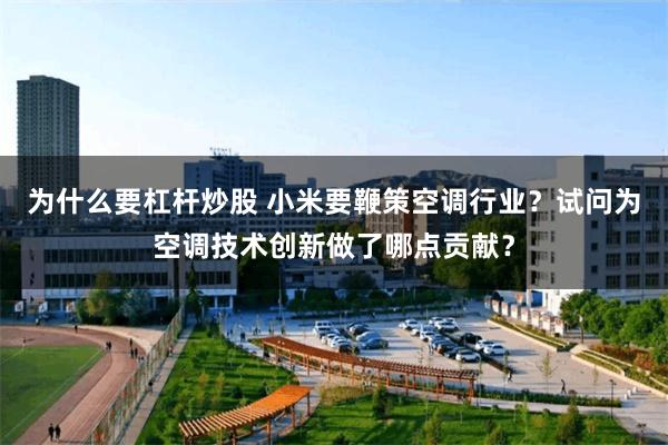 为什么要杠杆炒股 小米要鞭策空调行业？试问为空调技术创新做了哪点贡献？
